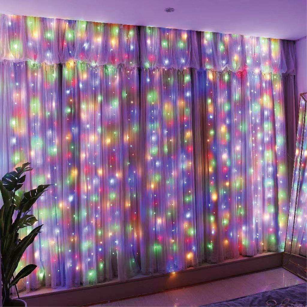 Instalație Tip Perdea LED 3x3m Multicolor – Telecomandă, 300 LED-uri